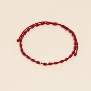 PULSERA NUDO UNISEX PLATA | HILO GUINDA