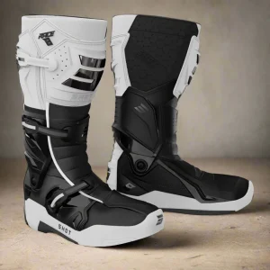 BOTAS SHOT RACE 8 - BLANCO/NEGRO/CROMO